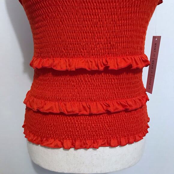 Crave Fame NWT Red Smocked Sleeveless Top Juniors S - Picture 4 of 11